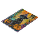 Spooky labrador hond Halloween heks en pompoen Notitieboek (Linkerzijde)