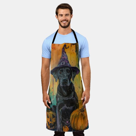 Spooky labrador hond Halloween heks en pompoen Schort (Gedragen)