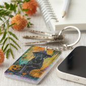 Spooky labrador hond Halloween heks en pompoen Sleutelhanger (Voorkant Rechts)