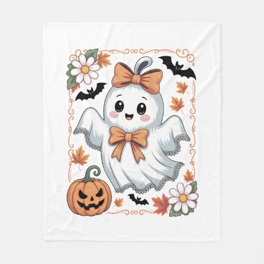 Spooky Lace Ghost Halloween Fleece Deken (Voorkant)
