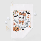 Spooky Lace Ghost Halloween Golfhanddoek (Insitu)