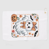 Spooky Lace Ghost Halloween Golfhanddoek (Horizontaal)