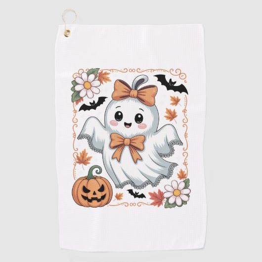 Spooky Lace Ghost Halloween Golfhanddoek (Voorkant)