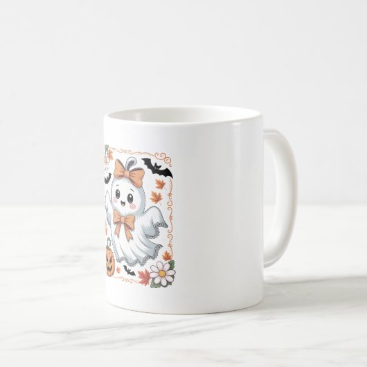 Spooky Lace Ghost Halloween Koffiemok (Voorkant rechts)