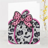 Spooky Lace Halloween Pumpkin Coquette Kaart (Gele Bloem)