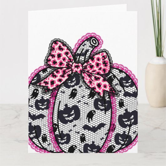 Spooky Lace Halloween Pumpkin Coquette Kaart (Voorkant)
