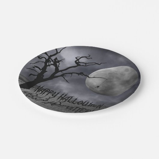 Spooky Landscape Halloween Papieren Bordje (Gekanteld)