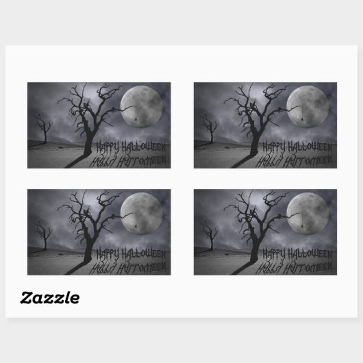 Spooky Landscape Halloween Rechthoekige Sticker (Vel)