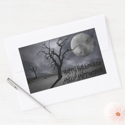 Spooky Landscape Halloween Rechthoekige Sticker (Envelop)