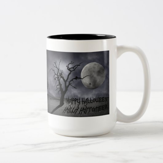 Spooky Landscape Halloween Tweekleurige Koffiemok (Rechts)