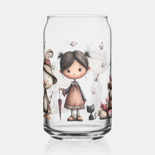 Spooky Lane Herfst Halloween Glass Can – Schattige Blikvorm Glas (Links)