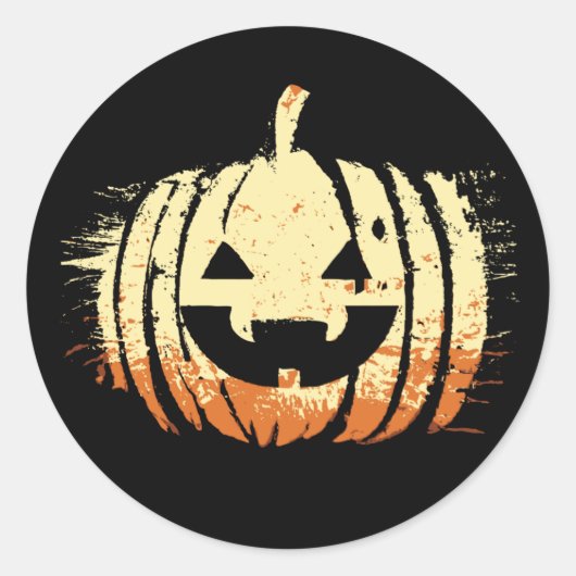 Spooky Laughing Pumpkin Head | Halloween Ronde Sticker (Voorkant)