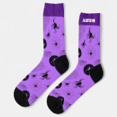 Spooky Lavender & Black Halloween Socks with Name Sokken (Links)