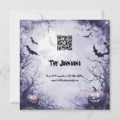 Spooky Lavender Halloween Party - Volle Maan & Vle Kaart (Achterkant)