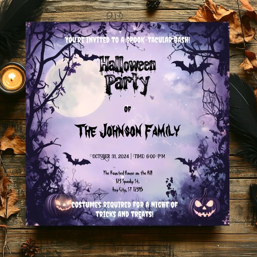 Spooky Lavender Halloween Party - Volle Maan & Vle Kaart
