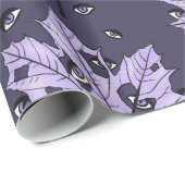 Spooky Leaf Met Ogen Paarse Gotische Kunst Cadeaupapier (Rol Hoek)