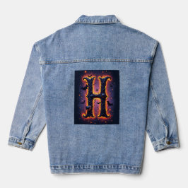 Spooky Letter H Men Denim Jacket