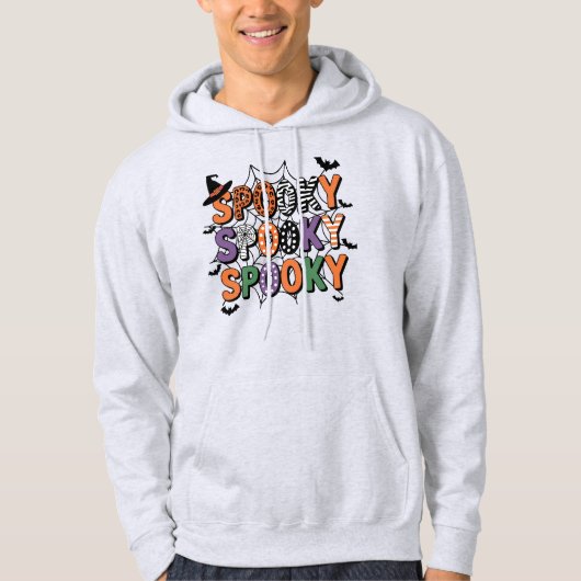 Spooky Lettering Witch Pet en Bats Halloween Hoodie (Voorkant)