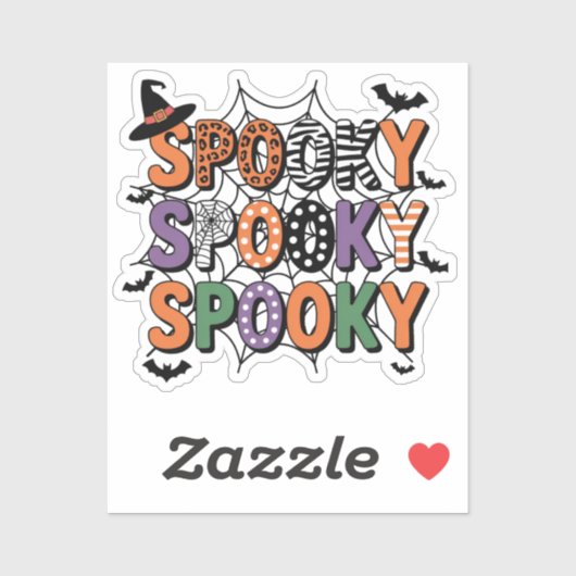 Spooky Lettering Witch Pet en Bats Halloween Sticker (Vel)