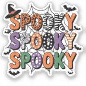 Spooky Lettering Witch Pet en Bats Halloween Sticker (Voorkant)