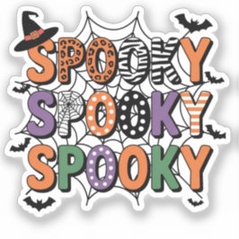 Spooky Lettering Witch Pet en Bats Halloween Sticker