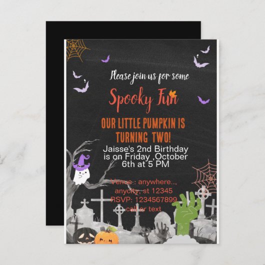 Spooky leuk Halloween thema speciaal feest Uitnodiging Briefkaart (Voorkant / Achterkant)