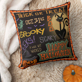 Spooky Leuk Leuk Halloween Zwart Kat Pompoen Kussen