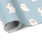 Spooky Leuke Geesten Blauw Halloween Cadeaupapier (Rol Hoek)