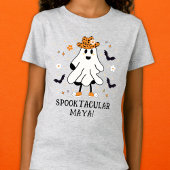 Spooky Leuke Halloween Ghost met Naam T-shirt