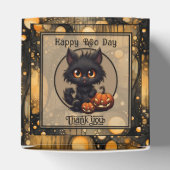 Spooky Leuke Halloween Kat Gepersonaliseerd Bedankdoosjes (Bovenkant)