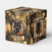 Spooky Leuke Halloween Kat Gepersonaliseerd Bedankdoosjes (Achterkant)