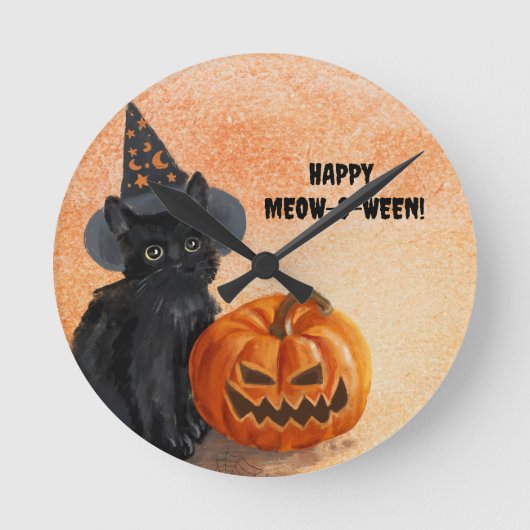 Spooky Leuke  Halloween Kat Wandklok (Voorkant)