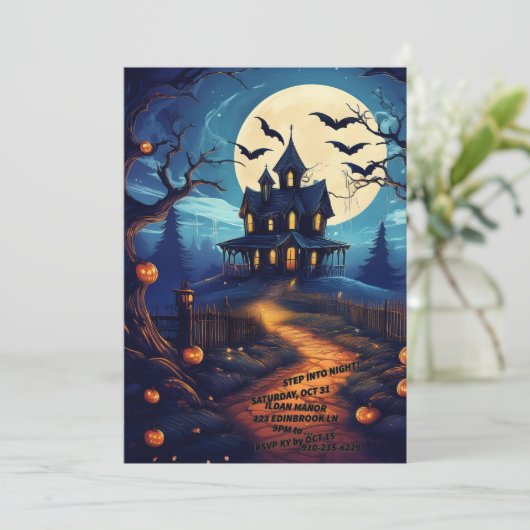 Spooky, leuke Halloween uitnodiging (Staand voorkant)