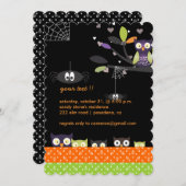 Spooky Leuke Kleurrijke Hoot Uilen Holloween Party Kaart (Voorkant / Achterkant)