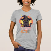 Spooky Leuke Zwarte Kat Halloween Herfst Pompoen T-shirt (Voorkant)