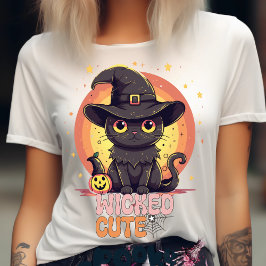 Spooky Leuke Zwarte Kat Halloween Herfst Pompoen T-shirt