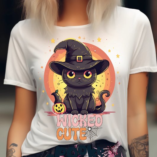 Spooky Leuke Zwarte Kat Halloween Herfst Pompoen T-shirt