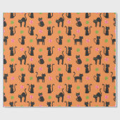 Spooky Leuke Zwarte Katten en Snoep Cadeaupapier (Vlak)