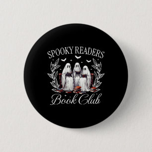 Spooky Lezers Boek Club Funny Ghost Teacher Happy Ronde Button 5,7 Cm