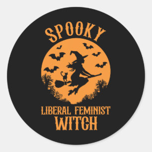 Spooky Liberal Feminist Witch Feminist Hal Ronde Sticker