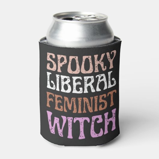 Spooky Liberal Feminist Witch Funny Political Blikjeskoeler (Blikje Voorkant)