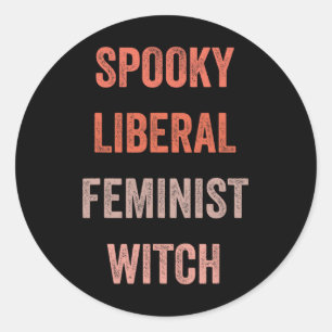 Spooky liberale feministische heks grappig Hallowe Ronde Sticker