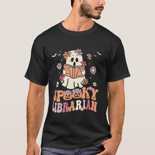 Spooky Librarian Schattige Ghost Librarian Teacher T-shirt (Voorkant)