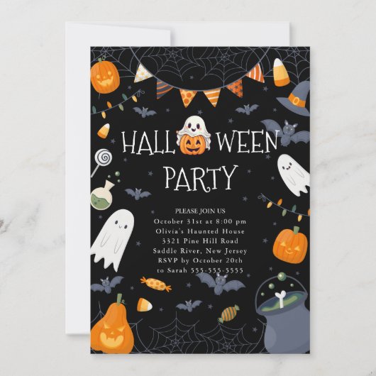 Spooky Lief Halloween Feest Kaart (Voorkant)