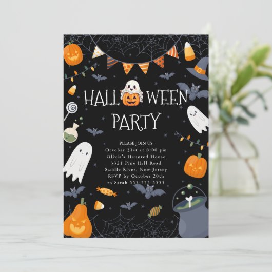 Spooky Lief Halloween Feest Kaart (Staand voorkant)
