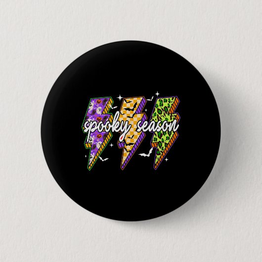 Spooky Lightning Bolt Grappig Halloween Spooky Sei Ronde Button 5,7 Cm (Voorkant)