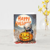 Spooky Little Naughty Vampire Happy Halloween Kaart (Gele Bloem)