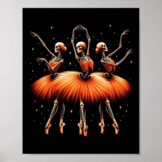 Spooky Llerina Skeleton Dance Funny Halloween Llet Poster (Voorkant)