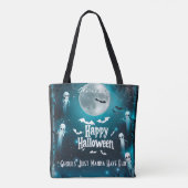 Spooky maanverlichte Halloween met geesten en vlee Tote Bag (Achterkant)