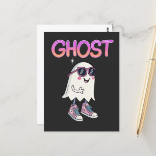 Spooky Maar Cool Ghost - Houten Muurkunst Briefkaart